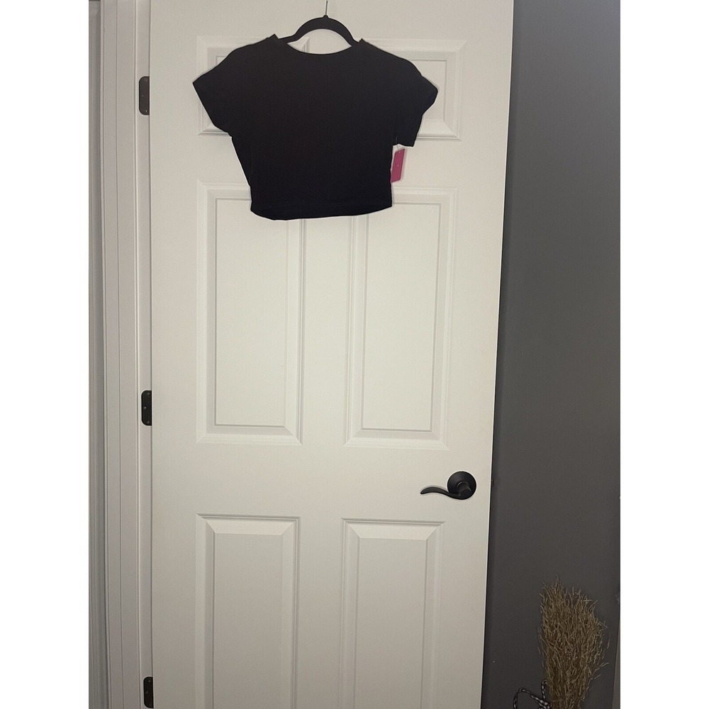 Pumiey  Short Sleeve Crop Top T Shirt Xl Black Nwt
